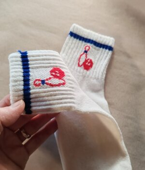 Chaussettes courtes femme (bordure bleu)