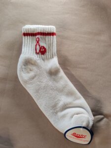 Chaussettes Bowling brodées femme bordure rouge