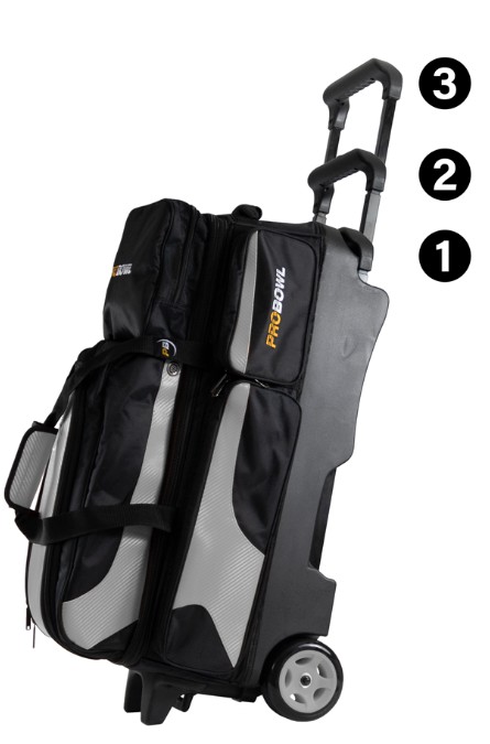 Sac 3 Boules Roulettes Deluxe ProBowl Argent/Noir