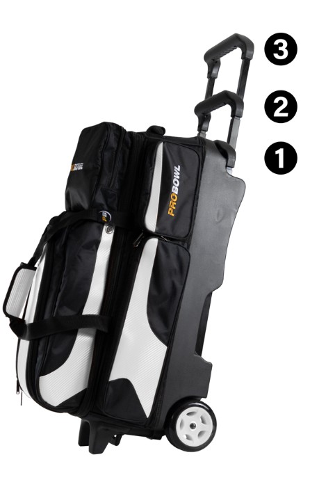Sac 3 Boules Roulettes Deluxe ProBowl Blanc/Noir