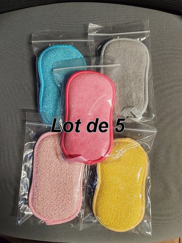 Pad éponge microfibre double face (lot de 5)